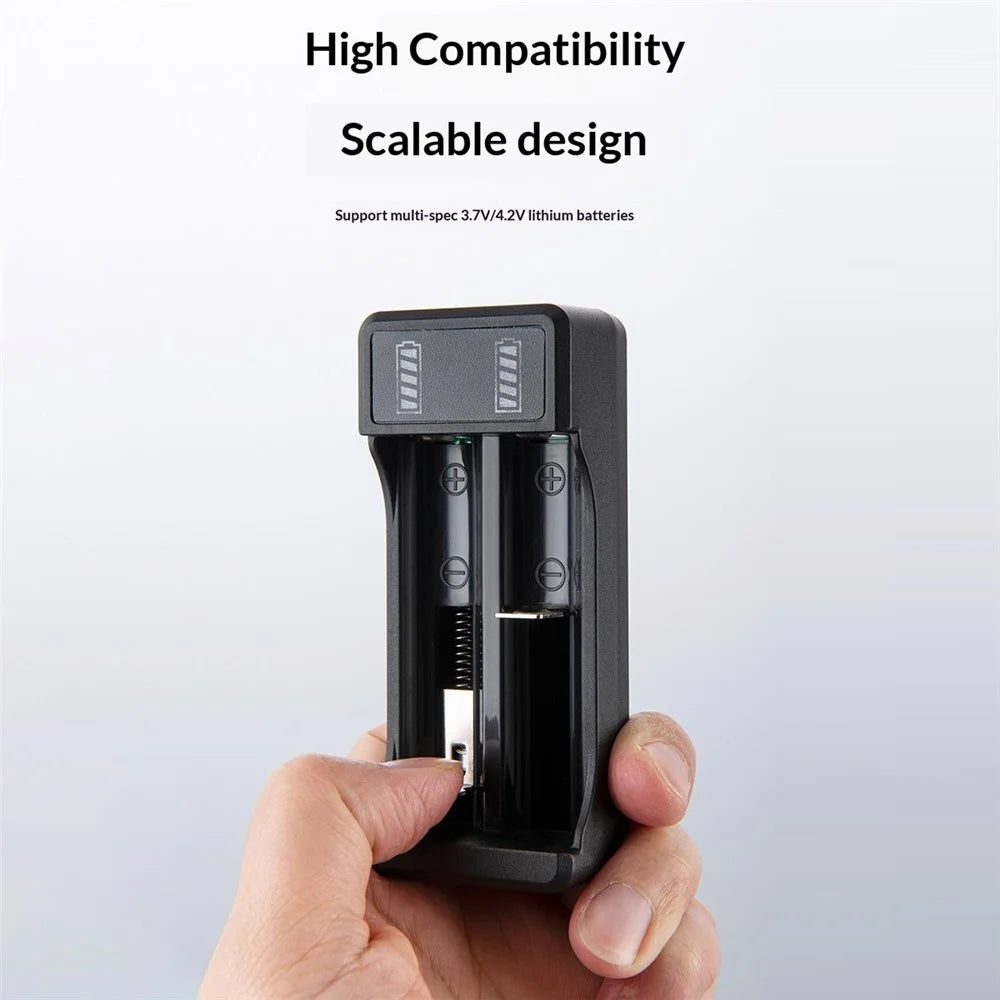 2 Slot Battery USB Charger Smart Charging Li-ion Battery Charger with 0.3m Charging Cable - 3