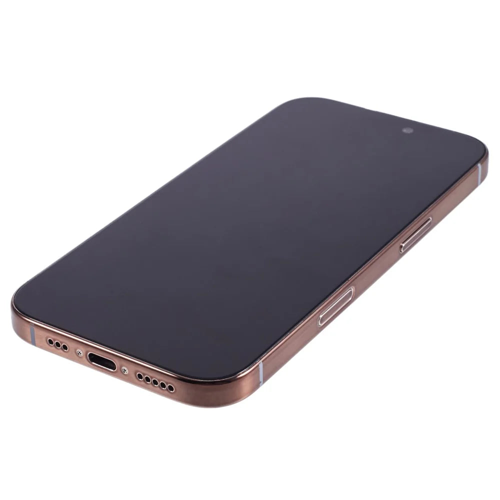 For iPhone 16 Pro Max Fake Phone Model Black Screen Not Real Smartphone Display (Without Logo) - Gold - 4