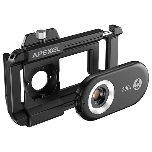 APEXEL APL-MS200 Mobile Phone Holder Clip 200x Magnification Microscope with CPL Filter - 1