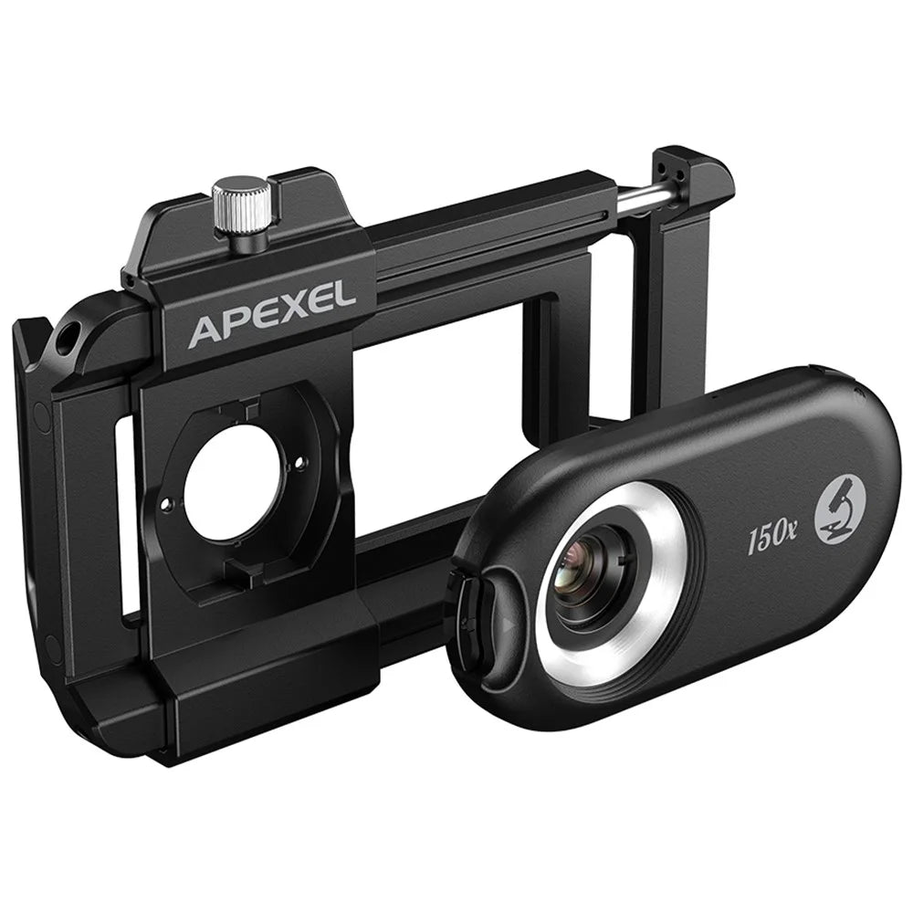 APEXEL APL-MS150 Mobile Phone Holder Clip 150x Magnification Microscope with CPL Filter - 1
