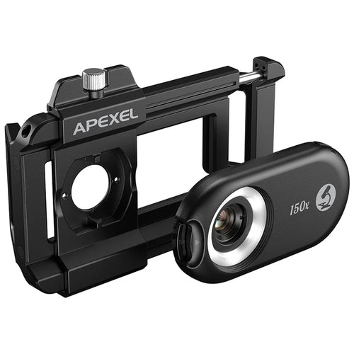 APEXEL APL-MS150 Mobile Phone Holder Clip 150x Magnification Microscope with CPL Filter - 1