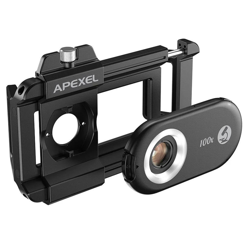 APEXEL APL-MS100 Mobile Phone Holder Clip 100x Magnification Microscope with CPL Filter - 1