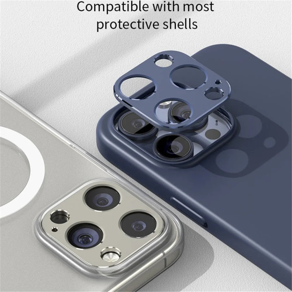 WANLONFENG LHJ Series For iPhone 15 Pro Max / 15 Pro Metal Camera Lens Protector Integrated Lens Film - Black - 6