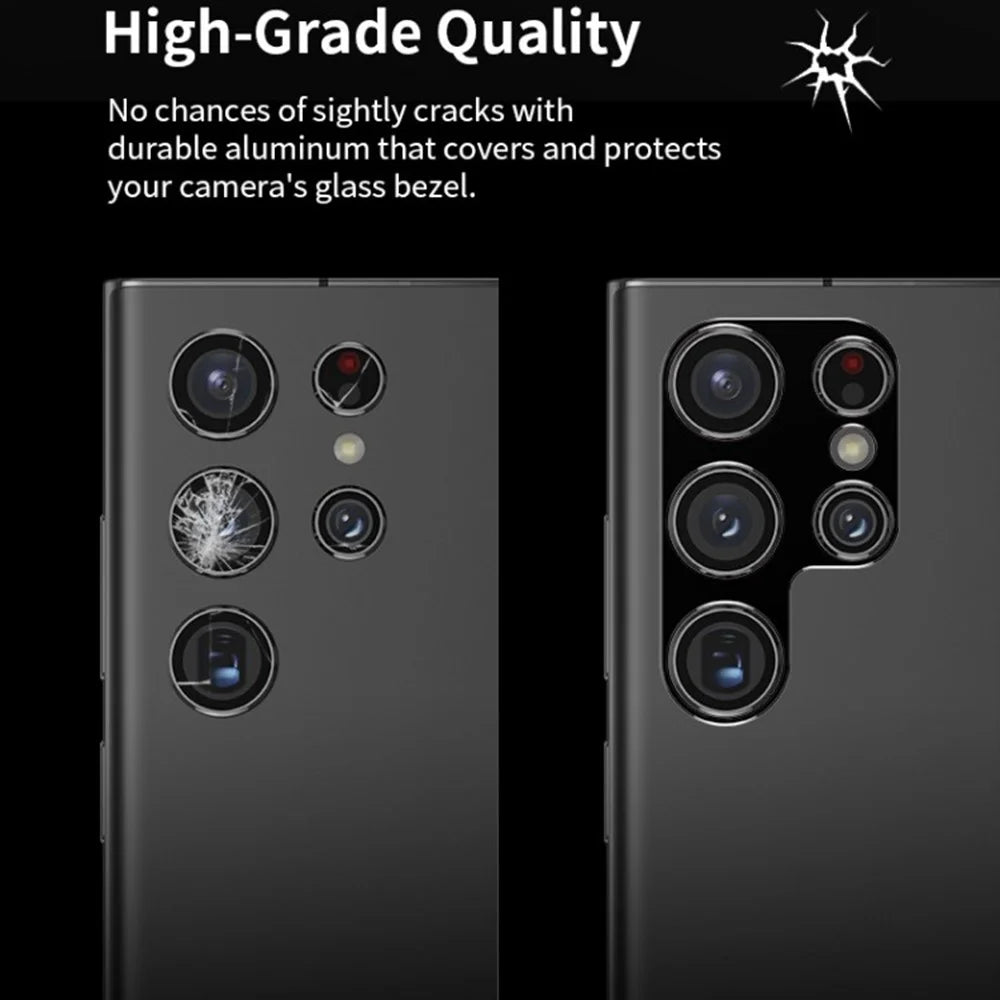 WANLONFENG LHJ Series For Samsung Galaxy S23 Ultra Metal Camera Lens Protector Integrated Lens Film - Black - 3
