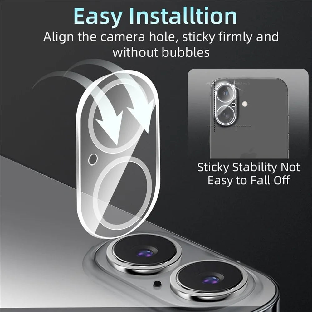 KALEBOL KLB-LPC001 For iPhone 16 / 16 Plus One-Piece Phone Lens Film Clear Tempered Glass Lens Protector - 3