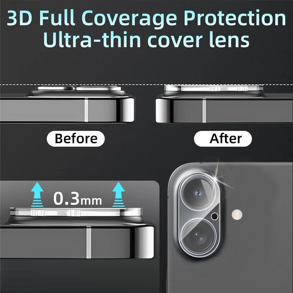 KALEBOL KLB-LPC001 For iPhone 16 / 16 Plus One-Piece Phone Lens Film Clear Tempered Glass Lens Protector - 4