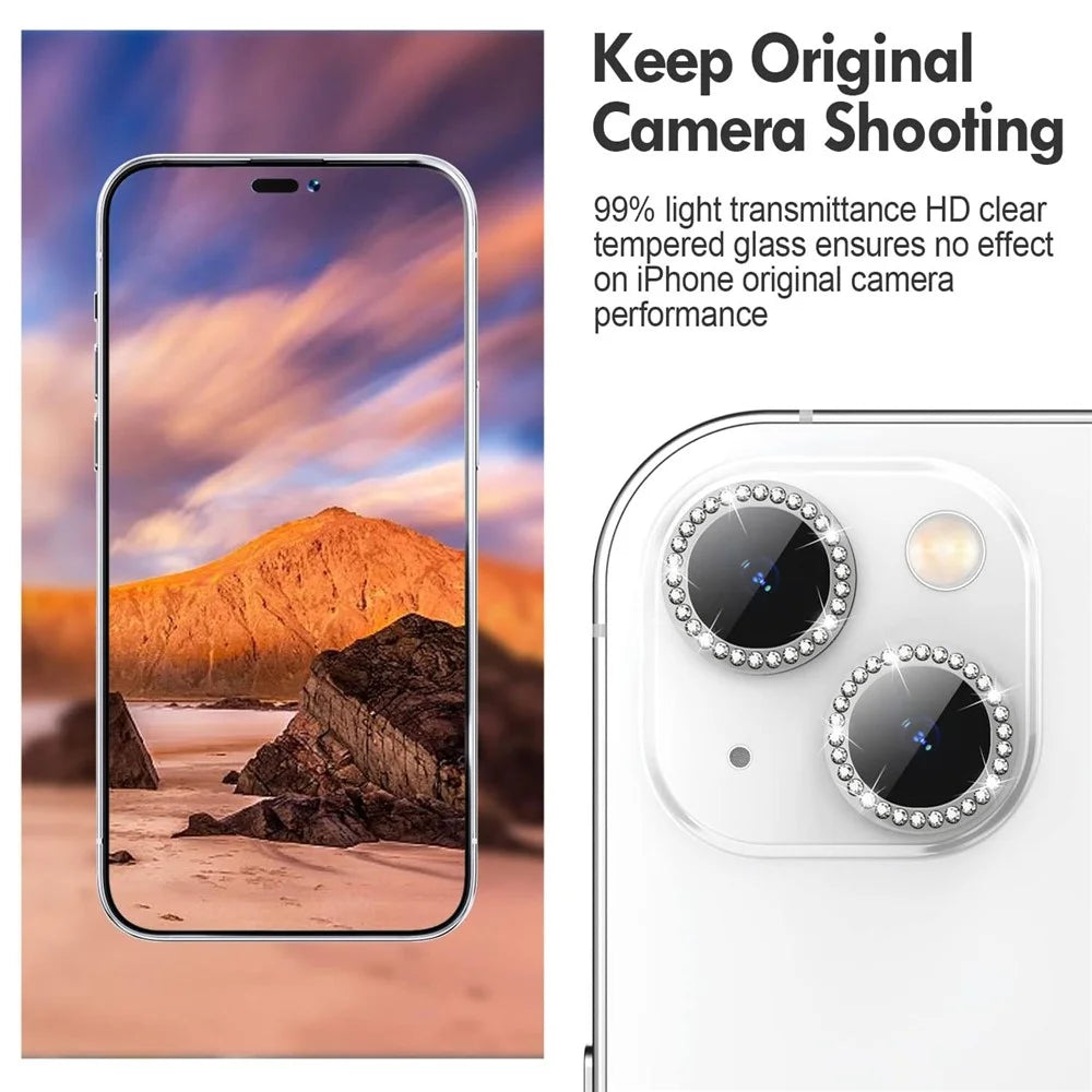 KALEBOL KLB-LPC003 For iPhone 13  /  13 mini Camera Lens Protector Diamond Ring Design Tempered Glass Lens Film - Silver - 3