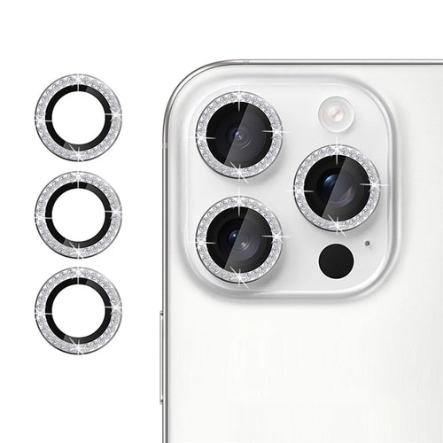 KALEBOL KLB-LPC003 For iPhone 13 Pro Max  /  13 Pro Camera Lens Protector Diamond Ring Design Tempered Glass Lens Film - Silver - 1