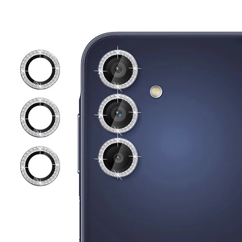 KALEBOL KLB-LPC003 For Samsung Galaxy A15 5G  /  4G Camera Lens Protector Diamond Ring Design Tempered Glass Lens Film - Silver - 1