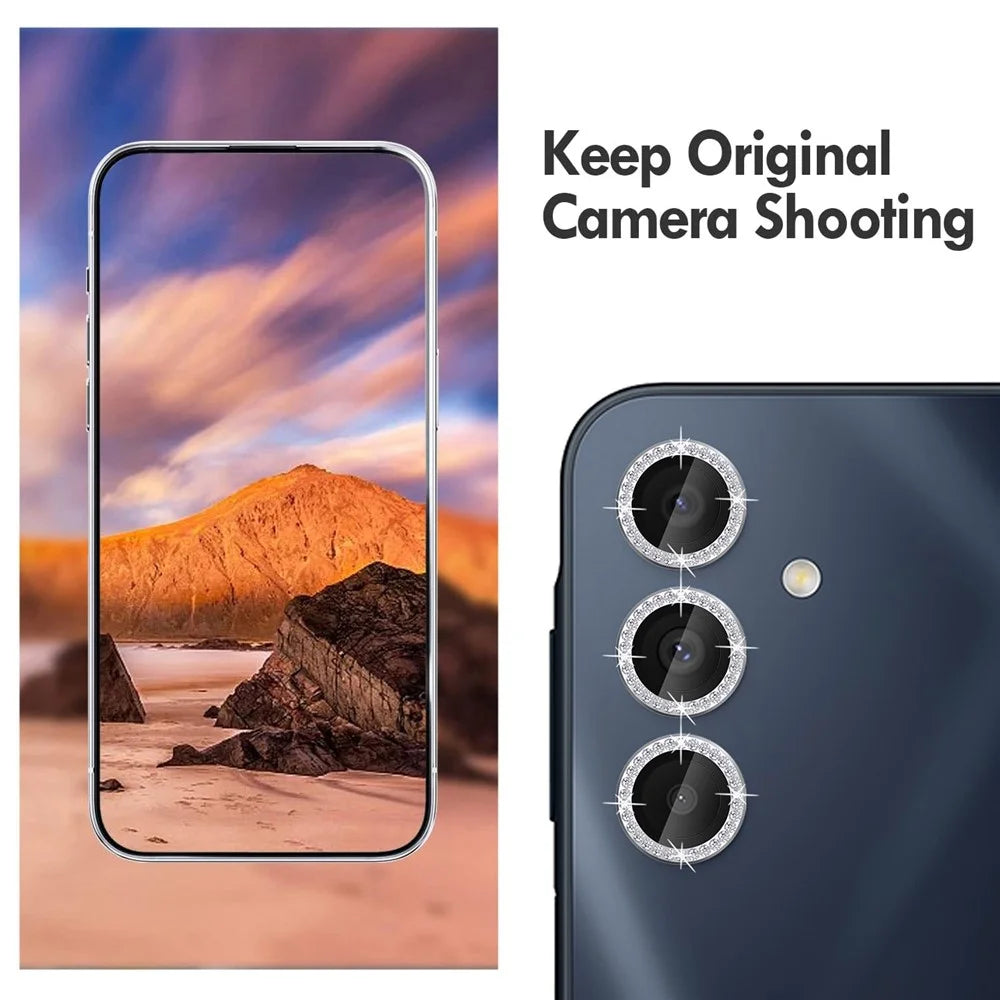 KALEBOL KLB-LPC003 For Samsung Galaxy A16 5G  /  4G Camera Lens Protector Diamond Ring Design Tempered Glass Lens Film - Silver - 3