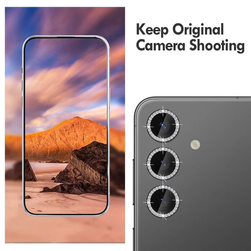 KALEBOL KLB-LPC003 For Samsung Galaxy S23 FE Camera Lens Protector Diamond Ring Design Tempered Glass Lens Film - Black - 3