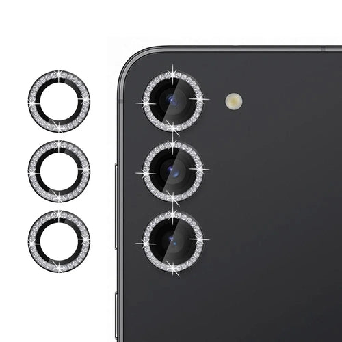 KALEBOL KLB-LPC003 For Samsung Galaxy S23 Camera Lens Protector Diamond Ring Design Tempered Glass Lens Film - Black - 1