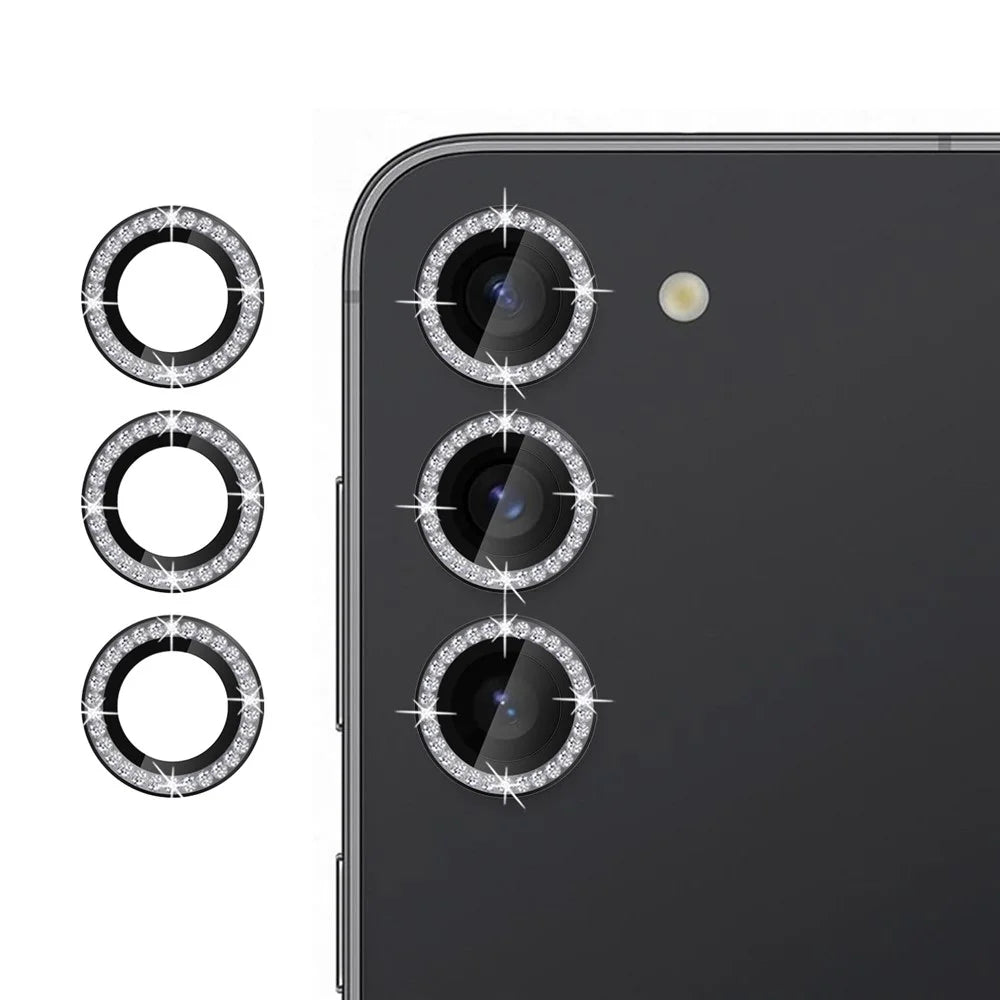 KALEBOL KLB-LPC003 For Samsung Galaxy S23+ Camera Lens Protector Diamond Ring Design Tempered Glass Lens Film - Black - 1