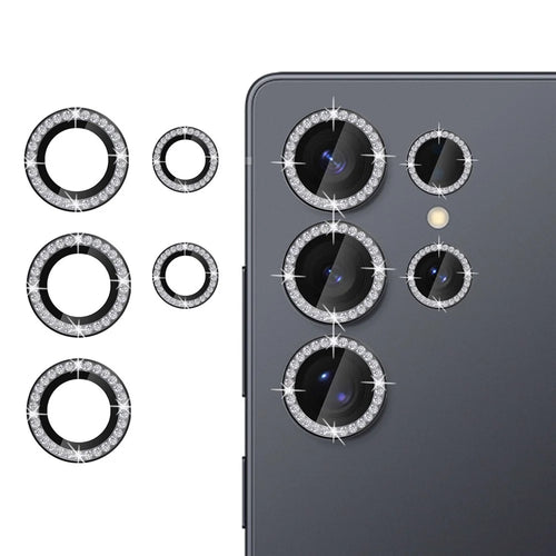 KALEBOL KLB-LPC003 For Samsung Galaxy S25 Ultra Camera Lens Protector Diamond Ring Design Tempered Glass Lens Film - Black - 1
