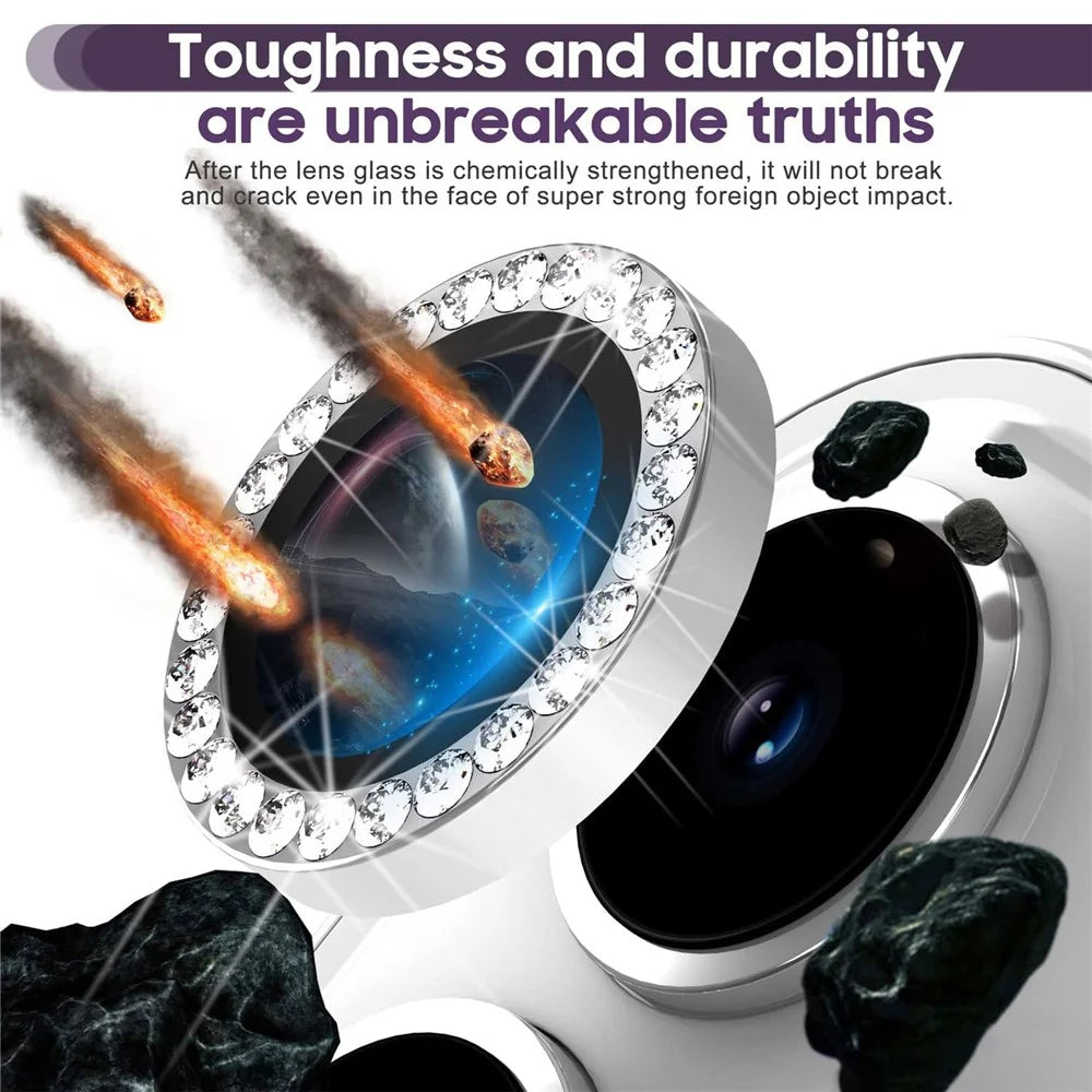 KALEBOL KLB-LPC003 For TECNO Camon 40 4G Camera Lens Protector Diamond Ring Design Tempered Glass Lens Film - Silver - 2
