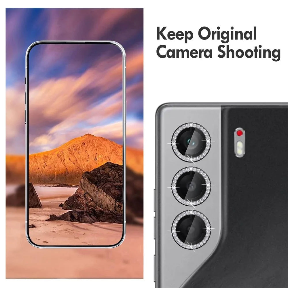 KALEBOL KLB-LPC003 For TECNO Camon 40 4G Camera Lens Protector Diamond Ring Design Tempered Glass Lens Film - Silver - 3