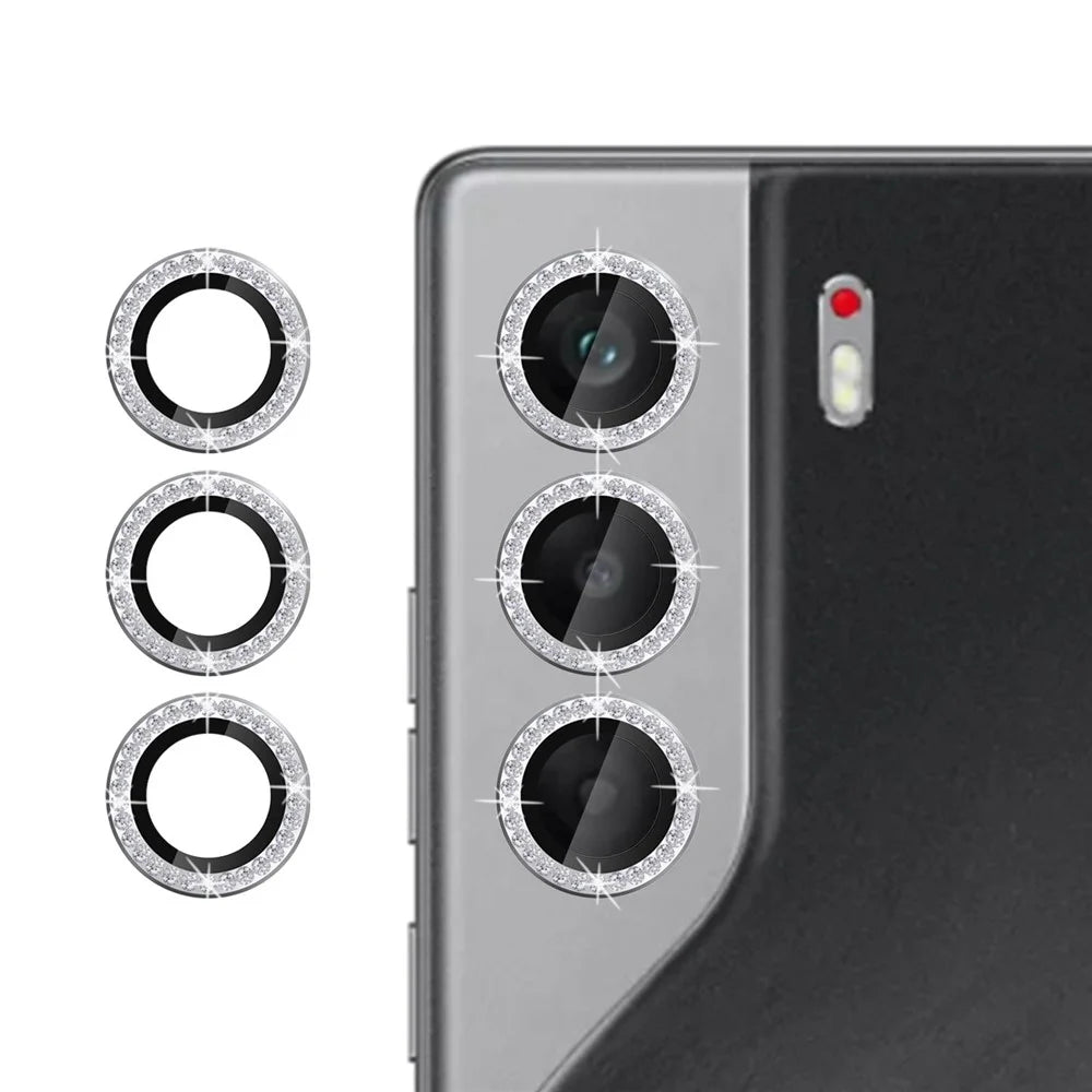 KALEBOL KLB-LPC003 For TECNO Camon 40 Pro 4G Camera Lens Protector Diamond Ring Design Tempered Glass Lens Film - Silver - 1