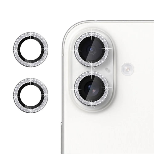 KALEBOL KLB-LPC003 For iPhone 16  /  16 Plus Camera Lens Protector Diamond Ring Design Tempered Glass Lens Film - Silver - 1