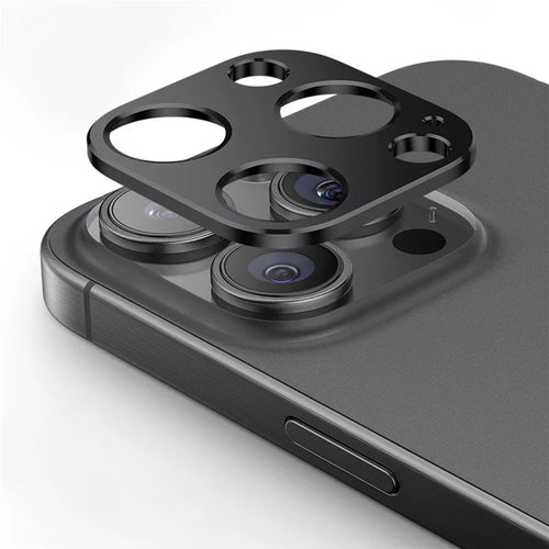 KALEBOL KLB-LPC005 For iPhone 15 Pro Max  /  15 Pro Hollow Lens Protector Aluminum Alloy Phone Camera Bezel Cover - Black - 1