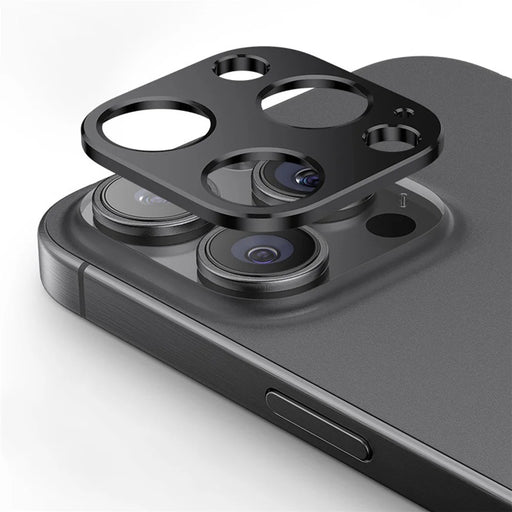 KALEBOL KLB-LPC005 For iPhone 15 Pro Max  /  15 Pro Hollow Lens Protector Aluminum Alloy Phone Camera Bezel Cover - Black - 1