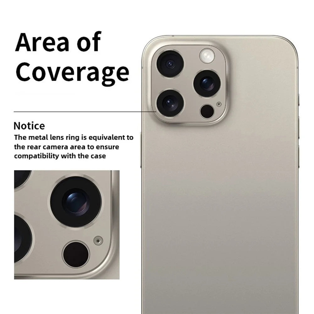 KALEBOL KLB-LPC005 For iPhone 15 Pro Max  /  15 Pro Hollow Lens Protector Aluminum Alloy Phone Camera Bezel Cover - Black - 3