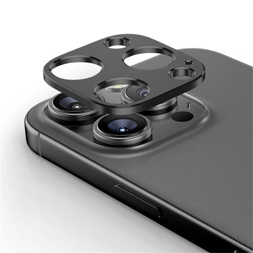 KALEBOL KLB-LPC005 For iPhone 16 Pro Max  /  16 Pro Hollow Lens Protector Aluminum Alloy Phone Camera Bezel Cover - Black - 1