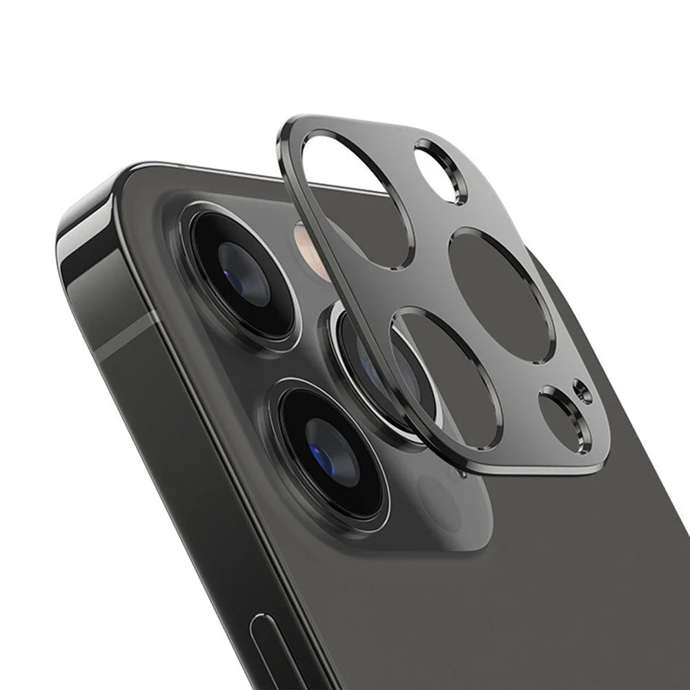 KALEBOL KLB-LPC005 For iPhone 13 Pro Max  /  13 Pro Hollow Lens Protector Aluminum Alloy Phone Camera Bezel Cover - Black - 1