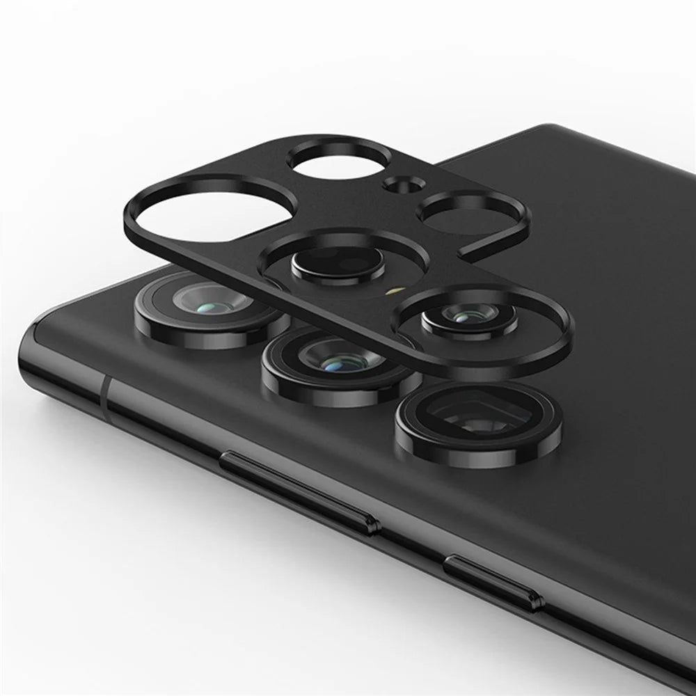 KALEBOL KLB-LPC005 For Samsung Galaxy S24 Ultra Hollow Lens Protector Aluminum Alloy Phone Camera Bezel Cover - Black - 1