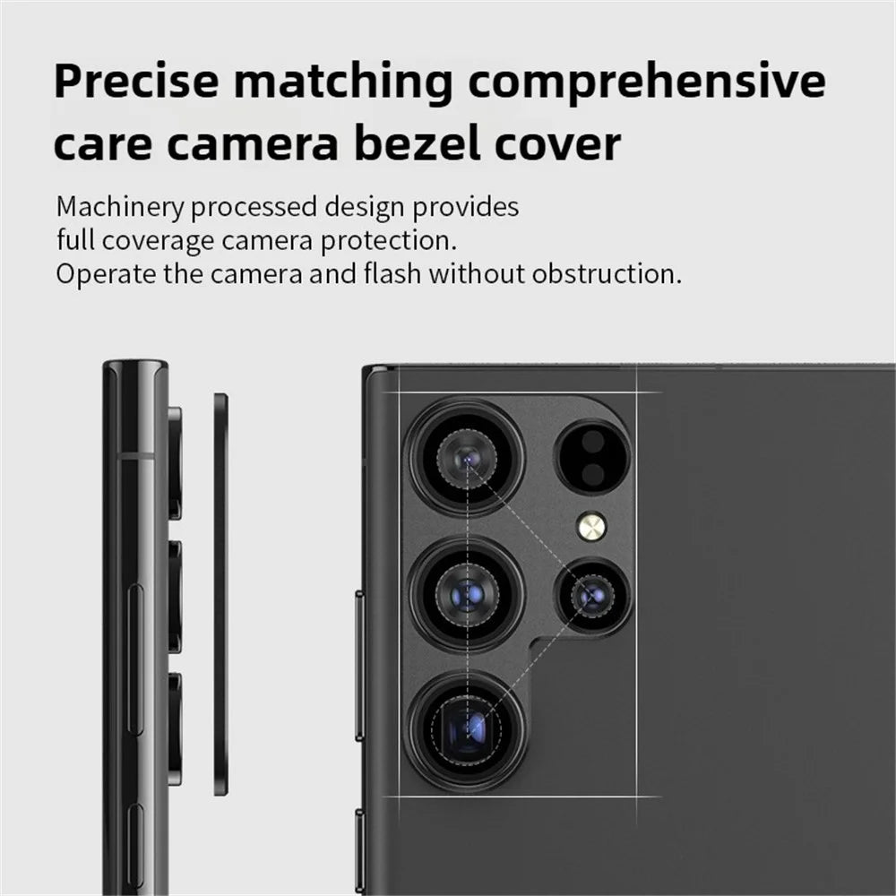 KALEBOL KLB-LPC005 For Samsung Galaxy S24 Ultra Hollow Lens Protector Aluminum Alloy Phone Camera Bezel Cover - Black - 4
