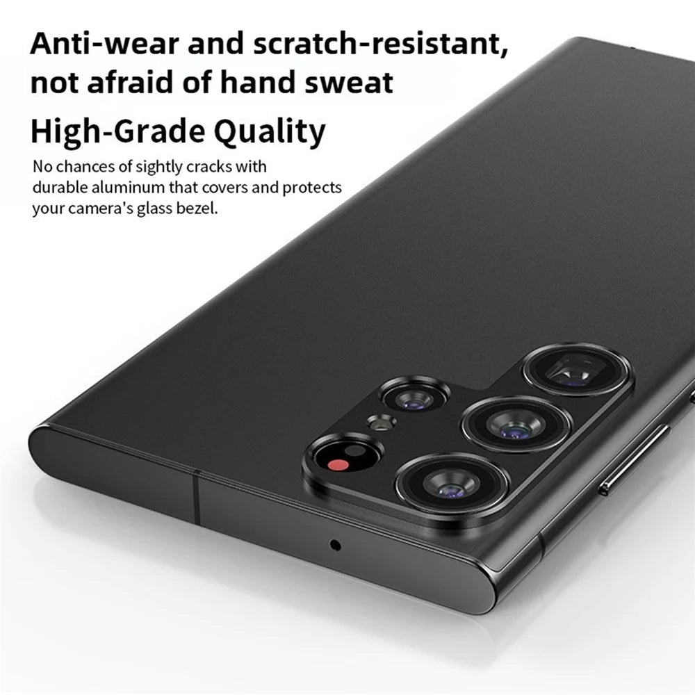 KALEBOL KLB-LPC005 For Samsung Galaxy S24 Ultra Hollow Lens Protector Aluminum Alloy Phone Camera Bezel Cover - Black - 5