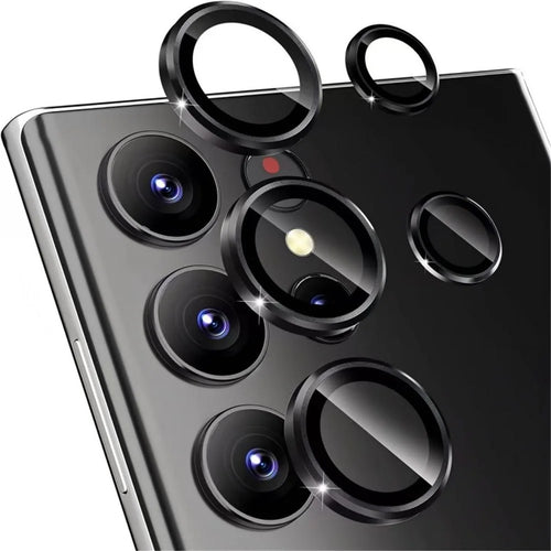 WANLONFENG For Samsung Galaxy S25 Ultra Camera Lens Protector  Metal CD Texture Tempered Glass Lens Film - Black - 1