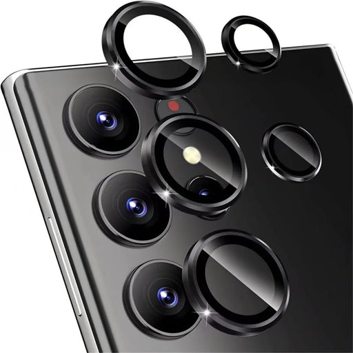 WANLONFENG For Samsung Galaxy S23 Ultra Camera Lens Protector  Metal CD Texture Tempered Glass Lens Film - Black - 1