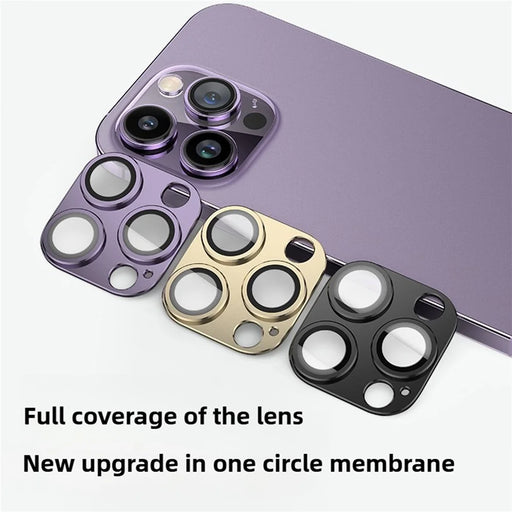 KALEBOL KLB-LPC004 For iPhone 14 Pro / 14 Pro Max Integrated Phone Lens Protector Full Coverage Aluminum Alloy + Tempered Glass Film - Dark Purple - 2