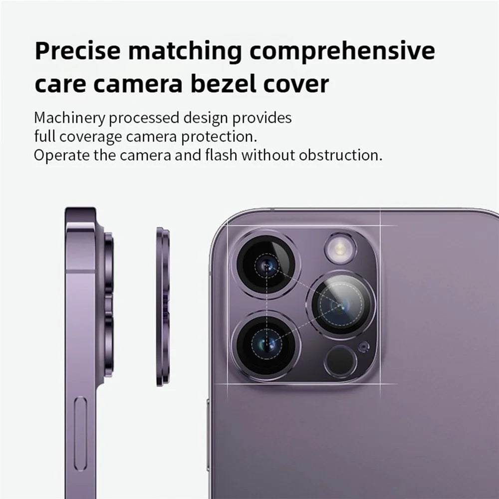 KALEBOL KLB-LPC004 For iPhone 14 Pro / 14 Pro Max Integrated Phone Lens Protector Full Coverage Aluminum Alloy + Tempered Glass Film - Dark Purple - 4