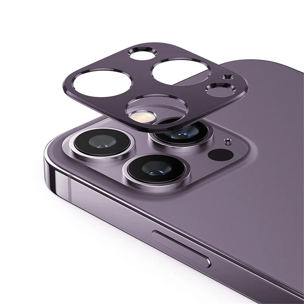 KALEBOL KLB-LPC005 For iPhone 14 Pro / 14 Pro Max Hollow Lens Protector Aluminum Alloy Phone Camera Bezel Cover - Dark Purple - 1