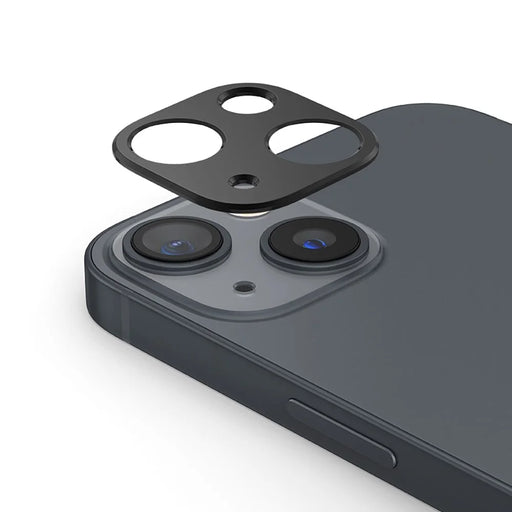 KALEBOL KLB-LPC005 For iPhone 14 / 14 Plus Hollow Lens Protector Aluminum Alloy Phone Camera Bezel Cover - Black - 1