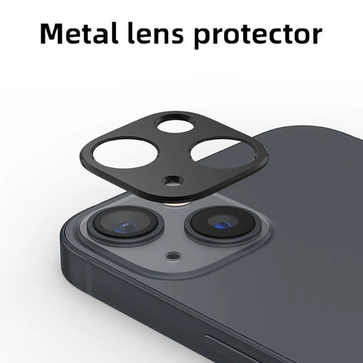 KALEBOL KLB-LPC005 For iPhone 14 / 14 Plus Hollow Lens Protector Aluminum Alloy Phone Camera Bezel Cover - Black - 2