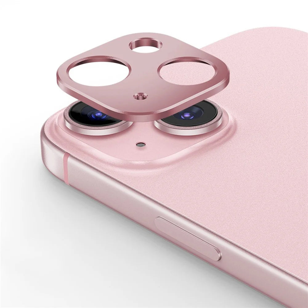 KALEBOL KLB-LPC005 For iPhone 15 / 15 Plus Hollow Lens Protector Aluminum Alloy Phone Camera Bezel Cover - Pink - 1
