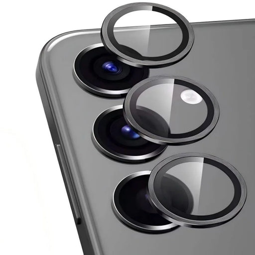 WANLONFENG For Samsung Galaxy A15 4G / Galaxy A15 5G Camera Lens Protector  Metal CD Texture Tempered Glass Lens Film - Black - 1