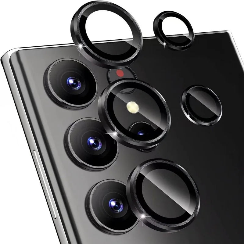 WANLONFENG For Samsung Galaxy S26 Ultra Camera Lens Protector  Metal CD Texture Tempered Glass Lens Film - Black - 1