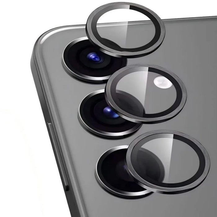 WANLONFENG For Samsung Galaxy A37 5G Camera Lens Protector  Metal CD Texture Tempered Glass Lens Film - Black - 1