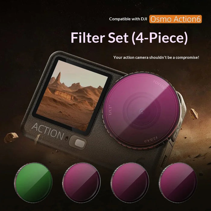 STARTRC 4Pcs For DJI Osmo Action 6 Filter Set Aluminum Alloy + Glass CPL ND Camera Lens Filter Kit - CPL+ND8+ND16+ND32 - 2