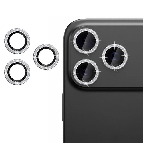 For iPhone 17 Pro Max Camera Lens Protector Artificial Diamond Ring Tempered Glass Lens Film - Silver - 1