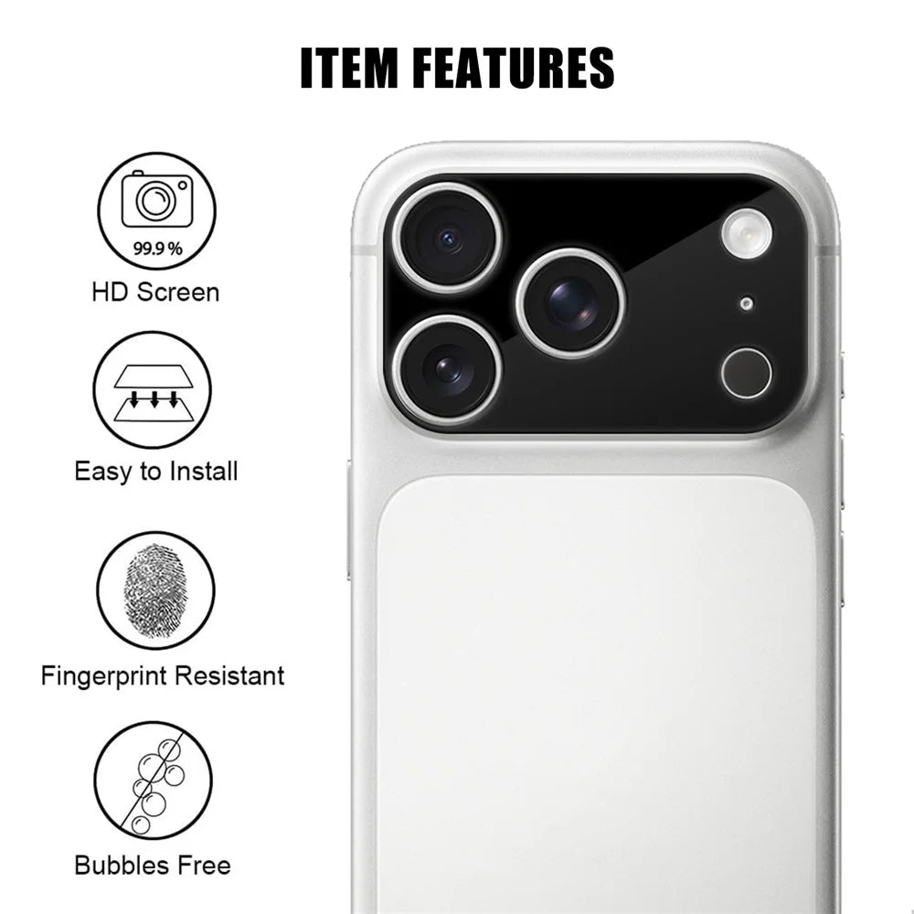 For iPhone 17 Pro Max Full Cover Camera Lens Protector Silk Print HD Anti Fingerprint AR Tempered Glass Lens Film - Black - 2