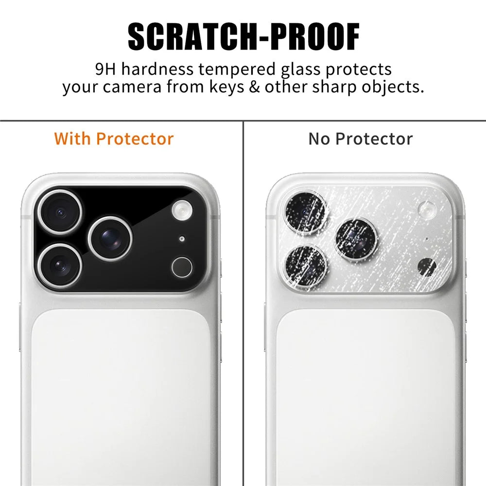 For iPhone 17 Pro Max Full Cover Camera Lens Protector Silk Print HD Anti Fingerprint AR Tempered Glass Lens Film - Black - 4
