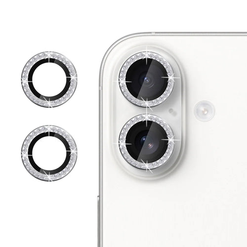 For iPhone 17 Camera Lens Protector Artificial Diamond Ring Tempered Glass Lens Film - Silver - 1