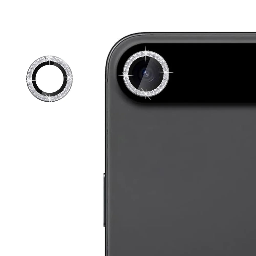 For iPhone Air Camera Lens Protector Artificial Diamond Ring Tempered Glass Lens Film - Silver - 1