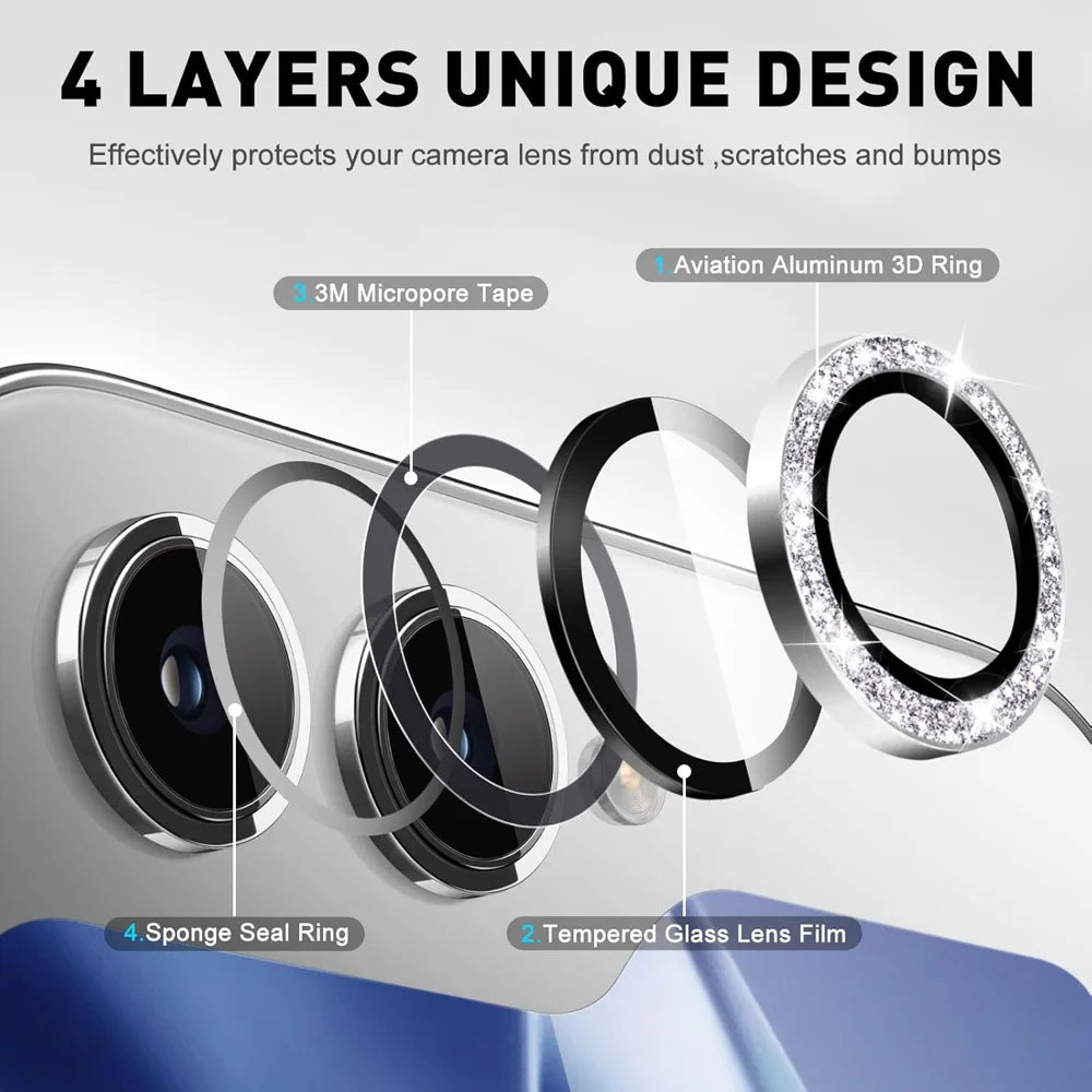 For Samsung Galaxy Z Flip7 5G Camera Lens Protector Artificial Diamond Ring Tempered Glass Lens Film - Silver - 4