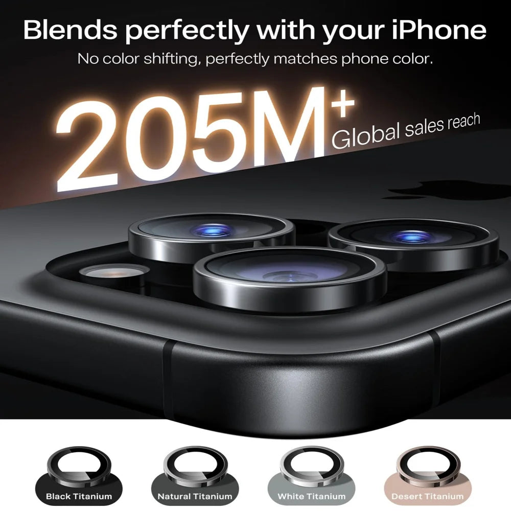 TORRAS For iPhone 16 Pro / iPhone 16 Pro Max  Camera Lens Protector Tempered Glass Clear Lens Film - Black - 4