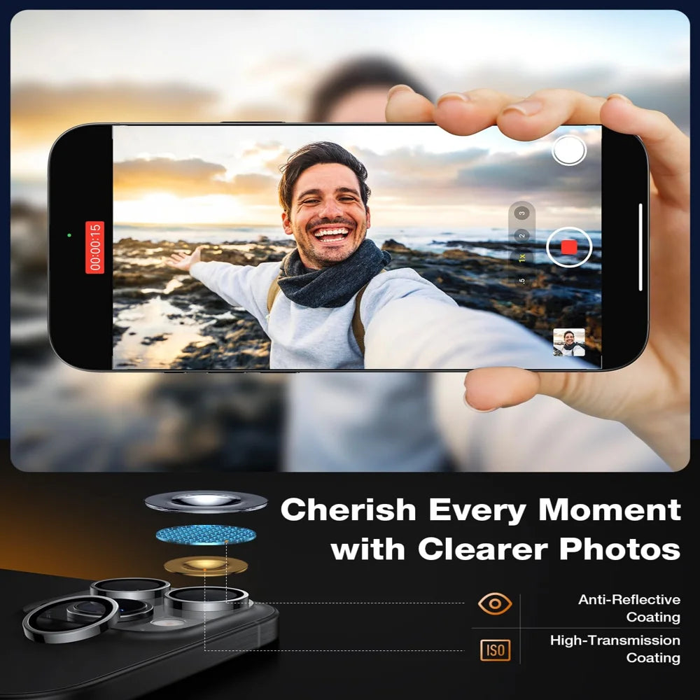 TORRAS For iPhone 16 Pro / iPhone 16 Pro Max  Camera Lens Protector Tempered Glass Clear Lens Film - Black - 5
